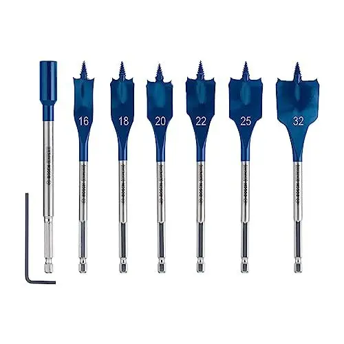 Produktbild: Bosch Accessories 7x Expert SelfCut Speed Flachfräsbohrer Set (für Weichholz, Grobspanplatte, Ø 16-32 mm, Zubehör Schlagbohrmaschine)