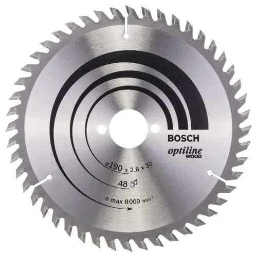 Produktbild: Bosch Accessories Bosch Professional 1x Kreissägeblatt Optiline Wood (Sägeblatt für Holz, Ø 190 x 30 x 2,6 mm, 48 Zähne, Zubehör Kreissäge)