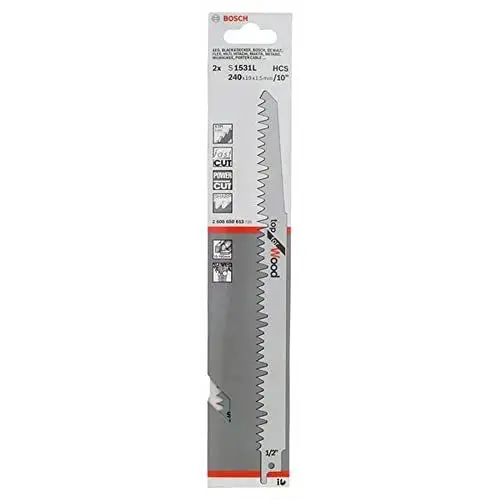 Produktbild: Bosch Accessories Bosch Professional 2 Stück Säbelsägeblatt S 1531 L Top for Wood (für Holz, 240 x 19 x 1,5 mm, Zubehör Säbelsäge)