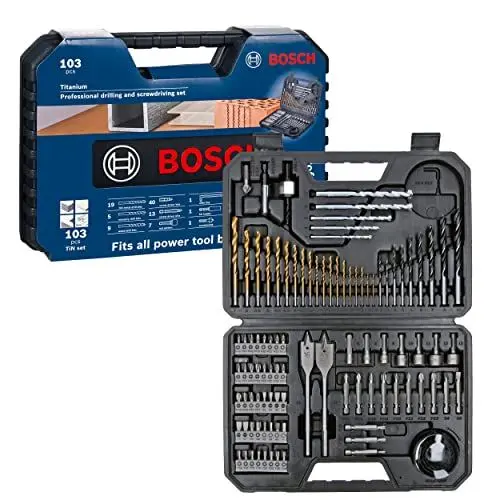Produktbild: Bosch Accessories Professional 103tlg. Bohrer- und Bit Set Titanium Box (für Holz, Stein und Metall, Zubehör Bohr- und Schraubwerkzeuge)