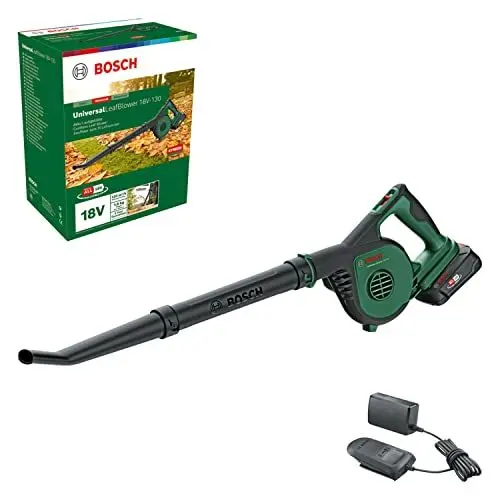 Produktbild: Bosch Akku-Laubbläser UniversalLeafBlower 18V-130 (Für schnelles und einfaches Säubern im Außenbereich·· 18 Volt System·· 1x 2,5-Ah-Akku und Ladegerät)