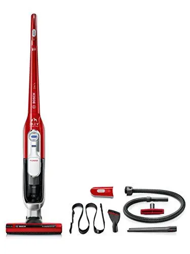 Produktbild: Bosch Akku-Staubsauger Athlet Zoo'o BCH6ZOOO, Tierhaar-Staubsauger, beutellos, ideal für Tierhaare, hohe Saugleistung, freistehend, Lange Laufzeit, Fugendüse, alle Bodenarten, rot