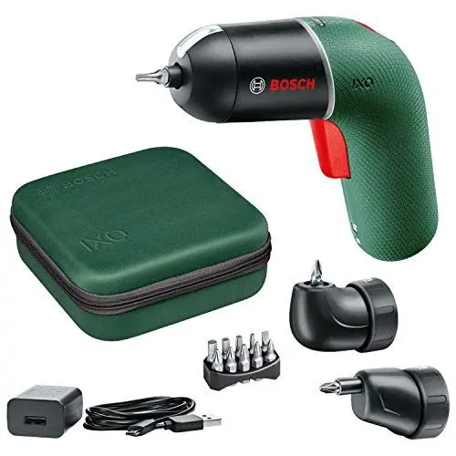Produktbild: Bosch Akkuschrauber IXO Set (6. Generation, grün, mit IXO-Winkel- und IXO-Exzenteraufsätzen, variable Drehzahlsteuerung, über Mikro-USB-Kabel aufladbar, in Tasche)
