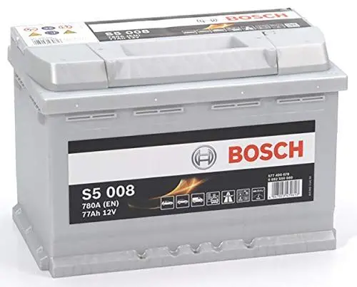Produktbild: Bosch S5 008 Autobatterie 77 Ah - 780 A - 12 V, Blei-Säure-Batterie für Fahrzeuge ohne Start-Stopp-Automatik - Polarität: links - rechts +, 278 x 175 x 190 mm - für Kfz mit hohem Strombedarf