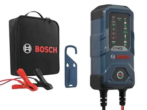 Produktbild: Bosch C40-Li Batterieladegerät, 5 Ampere, mit Erhaltungsladungs-Funktion - Autobatterie-Ladegerät für 6 V / 12 V Blei-Säure-, AGM-, EFB-, Gel-, SLI- Batterien sowie 12 V Lithium- (LiFePO4) Batterien