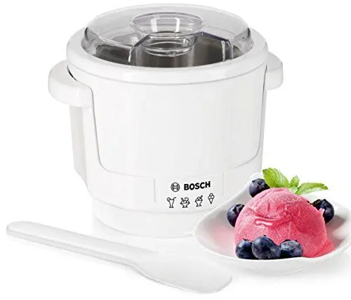 Produktbild: Bosch Eisbereiter MUZ5EB2, 550ml, selbstgemachtes Eis, Sorbet und Frozen Yoghurt, weiß, passend für Küchenmaschine Serie 4