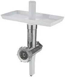 Produktbild: Bosch Fleischwolf MUZ6FW4, Fleischwolf-Aufsatz, Stopfer, Edelstahl Loch-Scheibe 4,5 mm, auch für Fisch und Gemüse, robust, passend für MUM6 Küchenmaschine, Weiß