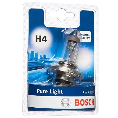 Produktbild: Bosch H4 Pure Light Halogen-Glühlampe für Auto-Scheinwerfer, 12 V 60/55 W, in Originalqualität - Lampensockel Typ P43t - 1 Ersatz-Scheinwerferlampe