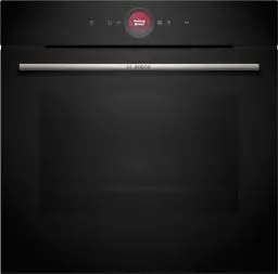 Produktbild: Bosch HBG7341B1, Serie 8 Smarter Einbau-Backofen, 60 x 60 cm, Made in Germany, Schwarz, Schmutzabweisend & Selbstreinigend, Air Fry, Bosch Assist Automatik, 3D Heißluft, Farb-Touchscreen & Bedienring