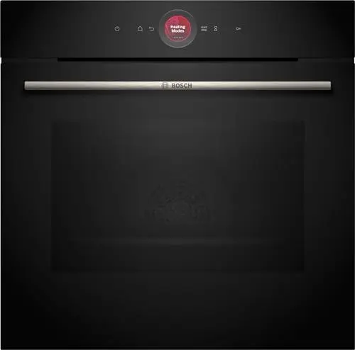 Produktbild: Bosch HBG7341B1, Serie 8 Smarter Einbau-Backofen, 60 x 60 cm, Made in Germany, Schwarz, Schmutzabweisend & Selbstreinigend, Air Fry, Bosch Assist Automatik, 3D Heißluft, Farb-Touchscreen & Bedienring