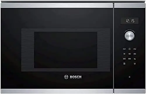 Produktbild: Bosch BFL524MS0 Serie 6 Einbau-Mikrowelle, 38 x 60 cm, 800 W, Drehteller 25,5cm, Türanschlag Links, AutoPilot 7 7 Automatikprogramme, Reinigungsunterstützung, LED-Touchdisplay, Edelstahl