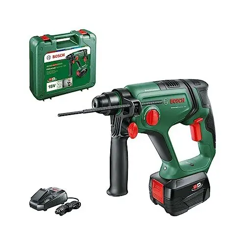 Produktbild: Bosch Akku-Bohrhammer UniversalHammer 18V (2x Akkus 2,5 Ah·· 18 Volt System·· zum Bohren, Hammerbohren, Meißeln und Schrauben·· im Koffer)