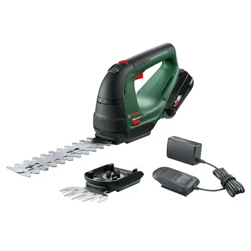 Produktbild: Bosch Akku Grasschere AdvancedShear 18V-10 (1 Akku 2,0 Ah, 18-Volt-System, schneidet bis zu 85 m² pro Akkuladung, mit Strauch- und Grasscherenmesser, im Karton)