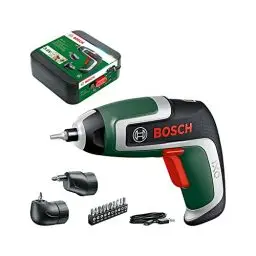 Produktbild: Bosch Akkuschrauber IXO (7. Generation·· 3,6V·· 2,0Ah·· 5,5Nm·· Set inkl. Winkel- und Exzenter-Aufsatz·· mit Mikro-USB-Kabel·· schraubt bis zu 190 Schrauben·· in Aufbewahrungsbox)