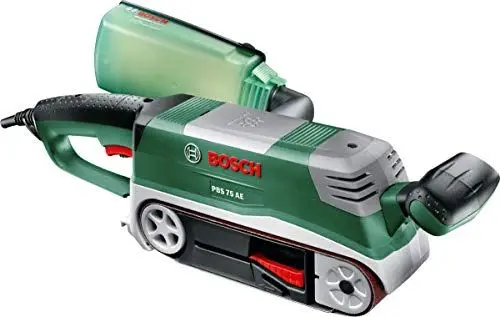 Produktbild: Bosch Bandschleifer PBS 75 AE Set (750 W, Bandgeschwindigkeit 200-350 m/min, Schleiffläche 165x76 mm, im Koffer)