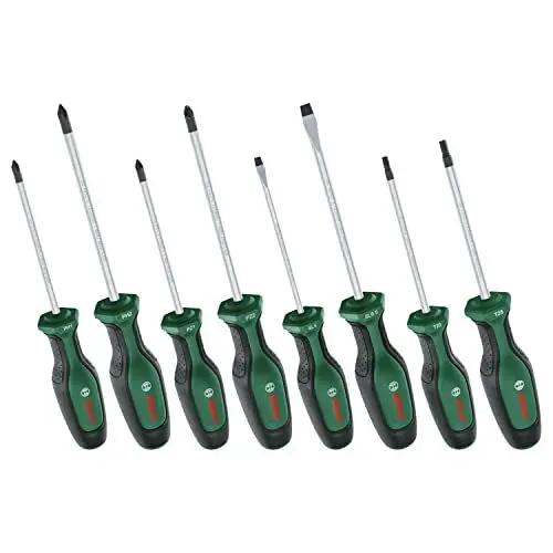 Produktbild: Bosch Home and Garden Bosch Schraubendreher-Set, 8-teilig (Hochwertiger Schraubenzieher- Satz für Heimwerker·· erstklassiger S2-Stahl·· Softgrip·· magnetische Spitze)