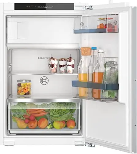 Produktbild: Bosch KIL22VFE0 Einbau-Kühlschrank Serie 4, integrierbarer Kühlautomat mit Gefrierfach 88x56 cm, 104L Kühlen, 15L Gefrieren, Flachscharnier, MultiBox XXL, LED-Beleuchtung, EcoAirflow, SuperCooling