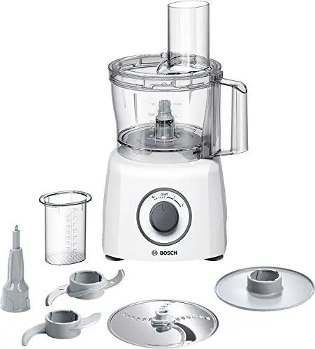 Produktbild: Bosch Kompakt-Küchenmaschine MultiTalent 3 MCM3100W, 20 Funktionen, Rührschüssel 2,3 L, Universalmesser, Schneid-Raspel-Wendescheibe, Schlagscheibe (Sahne), Einfüllhilfe, Deckel, 800 W, weiß