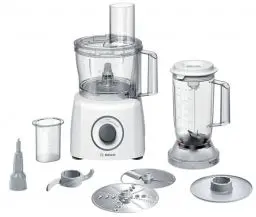 Produktbild: Bosch Kompakt-Küchenmaschine Multi Talent 3 MCM3200W, 30 Funktionen, Universalmesser, Schneiden und Raspeln, Schlagscheibe, Weiß, 800 W, Rührschüssel 2,3 L, Mixer 1,0 L