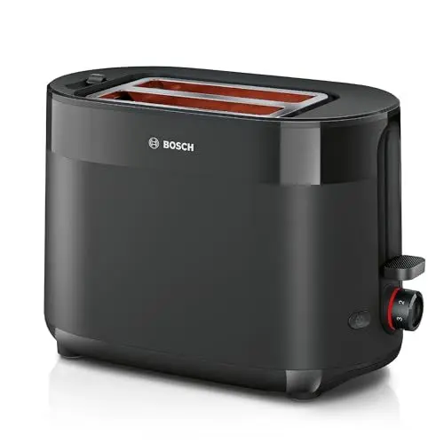 Produktbild: Bosch Kompakt Toaster MyMoment TAT2M123, integrierter Brötchenaufsatz, mit Auftaufunktion, mit Abschaltautomatik, Liftfunktion, Brotzentrierung, perfekt für 2 Scheiben, 800 Watt, Schwarz matt
