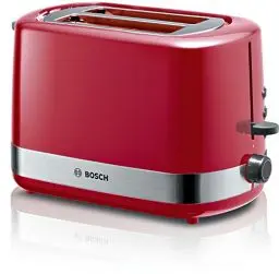 Produktbild: Bosch Kompakt Toaster ComfortLine TAT6A514, für 2 Scheiben, integrierter Brötchenaufsatz, mit Auftau-/Aufwärmfunktion, 800W, rot
