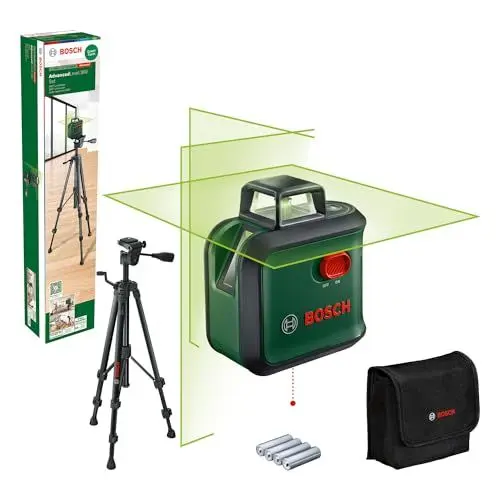 Produktbild: Bosch Kreuzlinienlaser AdvancedLevel 360 mit Premium-Stativ (3 Laserlinien inkl. 360° zum Ausrichten im ganzen Raum, im Karton)