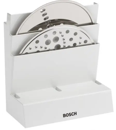 Produktbild: Bosch MUZ4ZT1 Zubehörträger, Platz für 3 Scheiben und Rührwerkzeuge des Durchlaufschnitzlers, weiß, passend für MUM4 Küchenmaschine