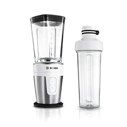 Produktbild: Bosch Mini-Standmixer VitaStyle Mixx2Go MMBM7G2M, 6-Klingen-Edelstahlmesser, Tritan To-Go-Flasche, 2 Geschwindigkeitsstufen, BPA-frei, einfache Reinigung, 35,000 U/min, 350 W, Edelstahl
