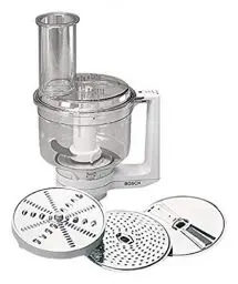 Produktbild: Bosch Multimixer MUZ4MM3, Zubehör für MUM4 Küchenmaschine, spülmasch. Teile, inklusive 3 Scheiben (Schneid-Wende-Scheibe, Raspel-Wendescheibe, Reibescheibe fein) und Schlagmesser