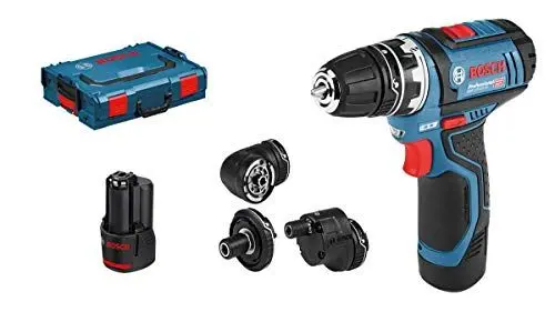 Produktbild: Bosch Professional 12V System Akku Bohrschrauber GSR 12V-15 FC - FlexiClick System (inkl. 2x Akku GBA 12V 2.0Ah, Schnellladegerät GAL 12V-40, Bohrfutteraufsatz GFA 12-B, 2x L-BOXX-Einlage, L-BOXX)