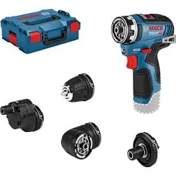 Produktbild: Bosch Professional 12V System Akku Bohrschrauber GSR 12V-35 FC - FlexiClick System (inkl. Bohrfutteraufsatz GFA 12-B, 2x FlexiClick Aufsätze, L-BOXX, ohne Akku/ Ladegerät)