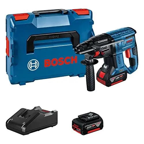 Produktbild: Bosch Professional 18V System Akku Bohrhammer GBH 18V-21 (max. Schlagenergie 2 J, inkl. 2x GBA 18V 4.0Ah Akku, Schnellladegerät GAL 18V-40, L-BOXX)