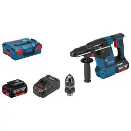 Produktbild: Bosch Professional 18V System Akku Bohrhammer GBH 18 V-26 F (inkl. 2x 5.0Ah Akku, Schnellladegerät GAL 1880 CV, Tiefenanschlag 210mm, Maschinentuch, Zusatzhandgriff, Schnellwechselfutter, L-BOXX)