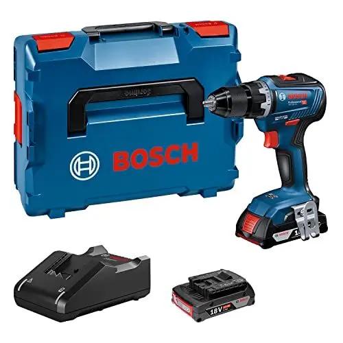 Produktbild: Bosch Professional 18V System Akku Bohrschrauber GSR 18V-55 (max. Drehmoment 55 Nm, 1.800 min⁻¹, inkl. 2x 2.0Ah Akku, Schnellladegerät GAL 18V-40, L-BOXX)
