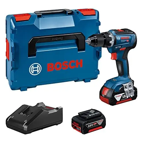 Produktbild: Bosch Professional 18V System Akku Bohrschrauber GSR 18V-55 (max. Drehmoment 55 Nm, 1.800 min⁻¹, inkl. 2x 4.0Ah Akku, Schnellladegerät GAL 18V-40, L-BOXX)