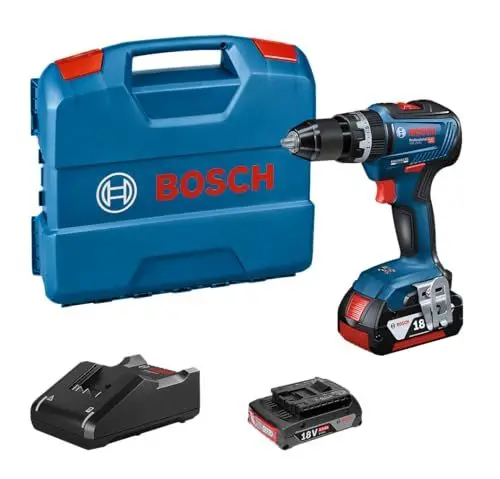Produktbild: Bosch Professional 18V System Akku Schlagbohrschrauber GSB 18V-55 (max. Drehmoment 55 Nm, inkl. 2x 2.0Ah Akku, Ladegerät GAL 18V-20, L-Case)