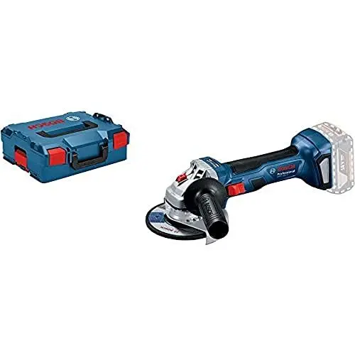 Produktbild: Bosch Professional 18V System Akku Winkelschleifer GWS 18V-7 (inkl. Zusatzhandgriff, Aufnahmeflansch, Schutzhaube, Schnellspannmutter, Zweilochschlüssel, L-BOXX-Einlage, L-BOXX, ohne Akku/ Ladegerät)