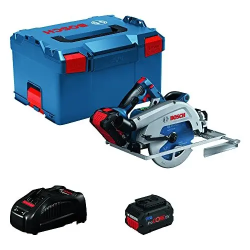 Produktbild: Bosch Professional 18V System BITURBO Akku Kreissäge GKS 18V-68 GC (kompatibel mit Führungsschienen, inkl. 2x ProCORE 5.5Ah Akku, Ladegerät GAL 1880 CV, 1x Sägeblatt, Parallelanschlag, L-BOXX)