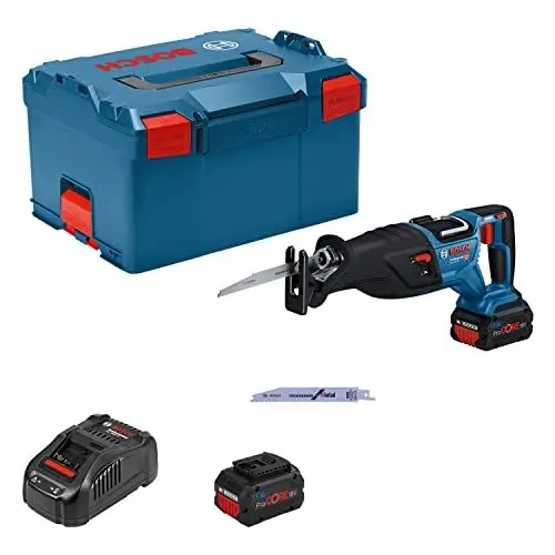 Produktbild: Bosch Professional 18V System BITURBO Akku Säbelsäge GSA 18V-28 (inkl. 2x ProCORE-Akkus 5.5Ah, Ladegerät GAL 1880, L-BOXX)