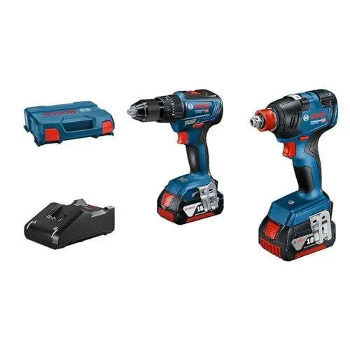 Produktbild: Bosch Professional 18V System Combo Kit: Drehschlagschrauber GDX 18V-200 + Schlagbohrschrauber GSB 18V-55 (inkl. 2x 4.0Ah GBA 18V Akku, Schnellladegerät GAL 18V-40, L-Case)