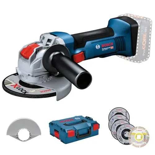 Produktbild: Bosch Professional 18V System Winkelschleifer GWX 18V-8 mit X-LOCK (Scheiben-Ø: 125mm, inkl. 5-tlg. Trenn-und Schruppscheiben Set, in L-BOXX) - Amazon Exclusive