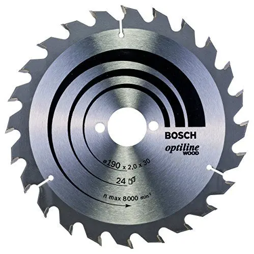 Produktbild: Bosch Professional 1x Kreissägeblatt Optiline Wood (Holz, Sägeblatt Ø 190 x 30 x 2,0 mm, 24 Zähne, Zubehör Kreissäge)