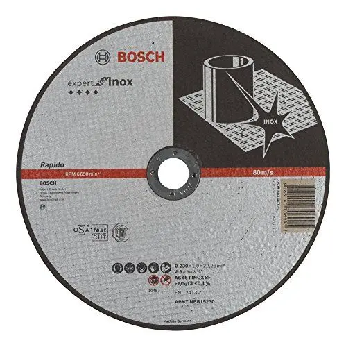 Produktbild: Bosch 1x PRO Stainless Steel and Metal Longlife Thin Trennscheibe für große Winkelschleifer und 22,23 mm Bohrung (für Stahl, Edelstahl, Ø 230 mm, Professional Zubehör Großer Winkelschleifer)