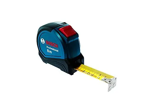 Produktbild: Bosch Professional 8m Maßband Autlock (Einhandbedienung, Gürtelklemme, Magnethaken, 2 Stopp-Tasten, 27 mm Nylon-Stahlband)