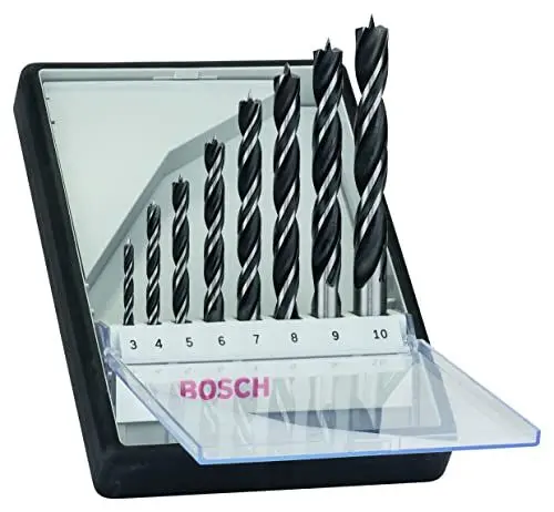 Produktbild: Bosch 8x PRO Wood Brad Point Drill Bit Set (for Softwood, Hardwood, Ø 3,0, 4,0, 5,0, 6,0, 7,0, 8,0, 9,0, 10,0 mm, Professional Accessory Rotary Drill/Drivers)