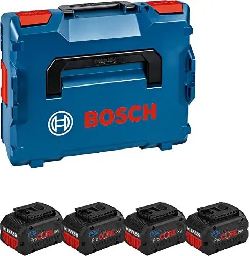 Produktbild: Bosch Professional 18V System Akku ProCORE Set: 4x GBA 18V 5.5Ah (inkl. Einlage für Starter-Sets, in L-BOXX)