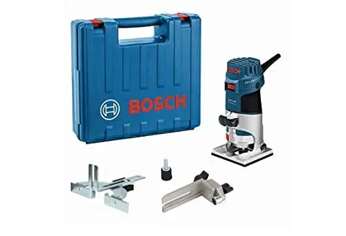 Produktbild: Bosch Professional Kantenfräse GKF 600 (inkl. Maulschlüssel, Parallelanschlag, Führungshilfe, Spannzangen 6+8 mm, Handwerkoffer)