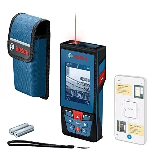 Produktbild: Bosch Professional Laser-Entfernungsmesser GLM 100-25 C (integrierte Kamera, Reichweite: bis zu 100 m, robust, IP54, ± 1,5 mm*, 3x AA-Batterie, Schlaufe, Tasche)