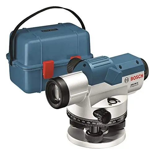 Produktbild: Bosch Professional Optisches Nivelliergerät GOL 20 G (20-fache Vergrößerung, Maßeinheit: 400 Gon, Arbeitsbereich: bis zu 60 m, im Transportkoffer)
