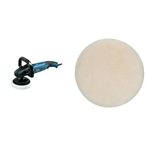 Produktbild: Bosch Professional Polierer GPO 14 CE (1.400 Watt, Leerlaufdrehzahl 750-3.000 min-1, inkl. Zusatzhandgriff, D-Griff) + Bosch ProfessionalLammwollhaube für Exzenterschleifer (Ø 170 mm)